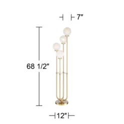Possini Euro Design Mid Century Modern Glam Style Floor Lamp 4-Light LED 68.5" Tall Warm Gold Glass Globe Shade For Living Room House Uplight -Home Decoration GUEST 018f9df5 a70c 42d3 91a0 56816ed1480f