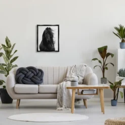 Stupell Industries Black Stallion Horse Portrait Soft Grey Sky Photography