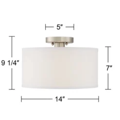 360 Lighting Adams Modern Ceiling Light Semi Flush Mount Fixtures 14" Wide Set Of 2 Brushed Nickel White Fabric Drum For Bedroom Kitchen Living Room -Home Decoration GUEST 01b7e98b 0f1f 4699 af32 fa63b42558f9