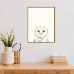 18" X 24" Animal Mug III Owl By Victoria Borges Framed Canvas Wall Art Gold - Amanti Art -Home Decoration GUEST 02180820 2df0 4634 8080 4d3e25fe3e02