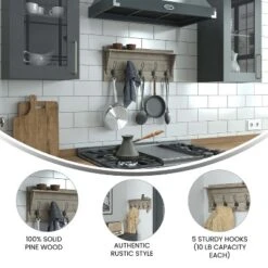 Merrick Lane Pine Wood 24 Inch Wall Mount Storage Rack With 5 Hanging Hooks And Upper Display Shelf 21 Merrick Lane Pine Wood 24 Inch Wall Mount Storage Rack With 5 Hanging Hooks And Upper Display Shelf -Home Decoration GUEST 025be7f4 6880 4025 a5b7 9daa6b445bdc