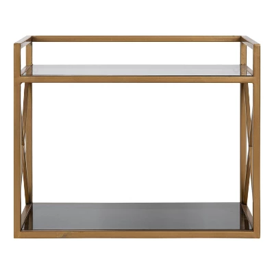18" X 8" X 15" Blex Metal And Glass Wall Shelf Gold - Kate & Laurel All Things Decor 3 18" X 8" X 15" Blex Metal And Glass Wall Shelf Gold - Kate & Laurel All Things Decor