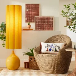 Floor Lamp Yellow Ceramic With Elongated Shade (Includes LED Light Bulb) - Opalhouseâ„¢ Designed With Jungalowâ„¢