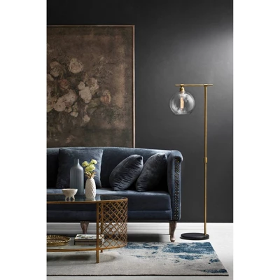 Metal And Wood Floor Lamp With Glass Globe Shade Gold - Storied Home 4 Metal And Wood Floor Lamp With Glass Globe Shade Gold - Storied Home - Image 2