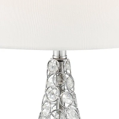 360 Lighting Sergio Modern Accent Table Lamps 23 1/2" High Set Of 2 Acrylic Chrome USB Charging Port White Drum For Bedroom Living Room Bedside Desk 5 360 Lighting Sergio Modern Accent Table Lamps 23 1/2" High Set Of 2 Acrylic Chrome USB Charging Port White Drum For Bedroom Living Room Bedside Desk - Image 3