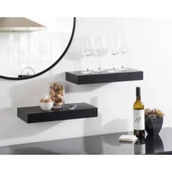 2pc 18" Havlock Wood Shelf Set Black - Kate & Laurel All Things Decor -Home Decoration GUEST 0691184c 418a 4ced 8cbd 2e0e825650ea