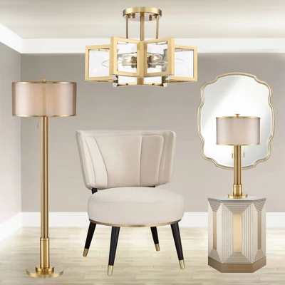 Possini Euro Design Casa Star Modern Ceiling Light Semi Flush Mount Fixture 16" Wide Warm Brass 6-Light Clear Glass For Bedroom Kitchen Living Room 10 Possini Euro Design Casa Star Modern Ceiling Light Semi Flush Mount Fixture 16" Wide Warm Brass 6-Light Clear Glass For Bedroom Kitchen Living Room - Image 8