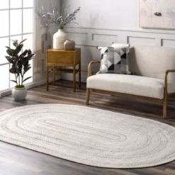 NuLOOM Kyla Handmade Braided Farmhouse Round Area Rug