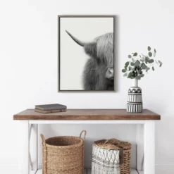 18" X 24" Sylvie Highland Cow Crop Framed Canvas Wall Art By The Creative Bunch Studio Gray - Kate And Laurel -Home Decoration GUEST 096ba187 94e2 4d3d 94a1 4e1c8d3d786c