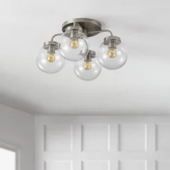 18" 4-Light Piper Farmhouse Rustic Iron/Glass LED Semi Flush Mount Nickel/Clear - JONATHAN Y 19 18" 4-Light Piper Farmhouse Rustic Iron/Glass LED Semi Flush Mount Nickel/Clear - JONATHAN Y -Home Decoration GUEST 0afd845f a4b5 458b 8db7 ab2a81cbf50c