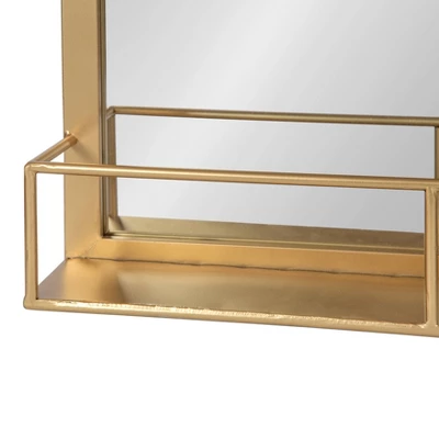 18" X 40" Jackson Metal Frame Mirror With Shelf Gold - Kate & Laurel All Things Decor 5 18" X 40" Jackson Metal Frame Mirror With Shelf Gold - Kate & Laurel All Things Decor - Image 3