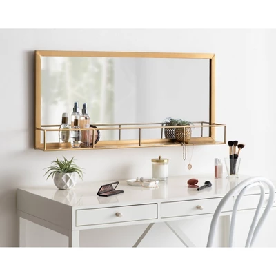 18" X 40" Jackson Metal Frame Mirror With Shelf Gold - Kate & Laurel All Things Decor 7 18" X 40" Jackson Metal Frame Mirror With Shelf Gold - Kate & Laurel All Things Decor - Image 5