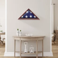 Reminded Memorial Veteran American Flag Display Case - Solid Wood Cherry Finish -Home Decoration GUEST 0c85361c 5b4c 48d9 ad49 5f1477050cc9