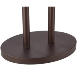 Franklin Iron Works Rustic Industrial Farmhouse Floor Lamps With Tray Table USB Port 62" Tall Set Of 2 Bronze Walnut Linen Shade For Living Room -Home Decoration GUEST 0cce1a3d 6764 4aa7 8940 490f46deaf05