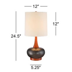 360 Lighting Andi Modern Mid Century Table Lamps 24 1/2" High Set Of 2 Hammered Brown Ceramic Red Oak Off White Shade For Bedroom Living Room Desk 11 360 Lighting Andi Modern Mid Century Table Lamps 24 1/2" High Set Of 2 Hammered Brown Ceramic Red Oak Off White Shade For Bedroom Living Room Desk -Home Decoration GUEST 0e090999 2666 47f8 ae2a 475cc0529a0c