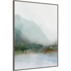 32" X 42" Sapphire Lake I By Ian C Framed Canvas Wall Art Print - Amanti Art