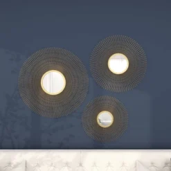 Metal Sunburst Round Wall Decor With Mirror Accent Set Of 3 Gold - Olivia & May -Home Decoration GUEST 0ec20fd4 130e 4562 9328 54ba9d594a01