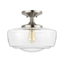 14" Marfa Glass/Iron Farmhouse Modern LED Flush Mount - JONATHAN Y -Home Decoration GUEST 10b8ac92 3835 49fd acfe e95eba45aa91