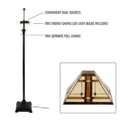 Hastings Home Tiffany-Style Dual Light LED Floor Lamp -Home Decoration GUEST 1110172b 7503 4721 8149 3449e86953c2