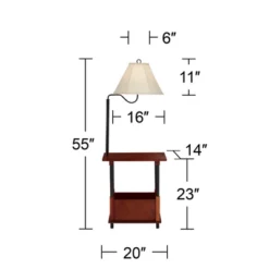 Regency Hill Marville Mission Rustic Farmhouse Floor Lamp With End Table 55" Tall Wood Open Crate Swing Arm Off White Empire Shade For Living Room -Home Decoration GUEST 121d5462 02b3 439d 87ca b70127404dfd