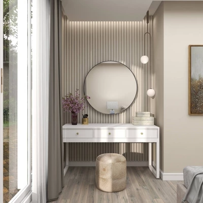 Contemporary Wood Round Wall Mirror - Olivia & May 15 Contemporary Wood Round Wall Mirror - Olivia & May - Image 13