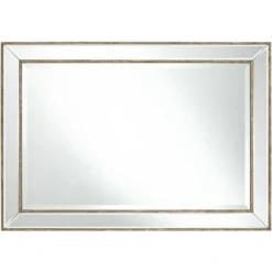 Noble Park Braeden Rectangular Vanity Wall Mirror Modern Beveled Matte Distressed Bronze Wood Frame 28" Wide For Bathroom Bedroom Living Room House -Home Decoration GUEST 13e42fad 71db 4739 9c99 bc6f529deb21