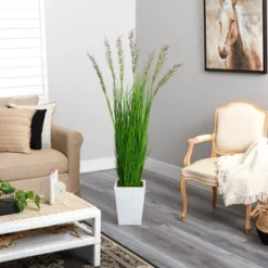Nearly Natural 64-in Wheat Grass Artificial Plant In White Metal Planter 7 Nearly Natural 64-in Wheat Grass Artificial Plant In White Metal Planter -Home Decoration GUEST 1533ca52 dc48 4716 9277 efd01476d10d