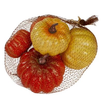 Northlight Set Of 5 Artificial Fall Harvest Pumpkins Decorations 4" 5 Northlight Set Of 5 Artificial Fall Harvest Pumpkins Decorations 4" - Image 3