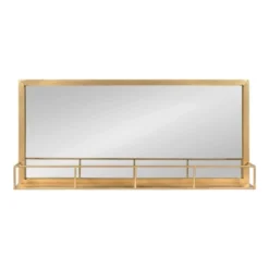 18" X 40" Jackson Metal Frame Mirror With Shelf Gold - Kate & Laurel All Things Decor
