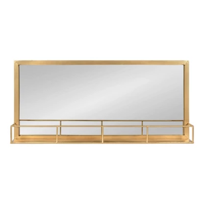 18" X 40" Jackson Metal Frame Mirror With Shelf Gold - Kate & Laurel All Things Decor 3 18" X 40" Jackson Metal Frame Mirror With Shelf Gold - Kate & Laurel All Things Decor