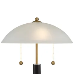 360 Lighting Mid Century Modern Desk Lamp 19 1/2" High Brown Wood White Frosted Glass Dome Shade For Bedroom Living Room Office -Home Decoration GUEST 18945018 c35e 42d7 b52a ab1c09351b51