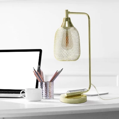 Industrial Mesh Desk Lamp Gold - Lalia Home 5 Industrial Mesh Desk Lamp Gold - Lalia Home - Image 3