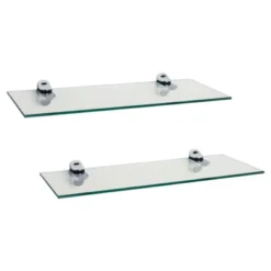 (Set Of 2) 16" X 6" Floating Glass Shelves With Brackets - Danya B. -Home Decoration GUEST 1c54061e 2232 437a 8cea 686e87717b7f