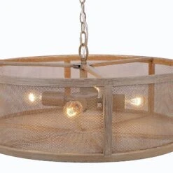18" Metal Dixsie Caged Farmhouse Chandelier Woodgrain - River Of Goods -Home Decoration GUEST 1d0596f6 b6f0 4689 9db0 d4bef88a8657