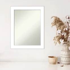 22" X 28" Non-Beveled Wedge White Wall Mirror - Amanti Art -Home Decoration GUEST 1f019e40 43ee 42f8 a818 f2b732e0f63b