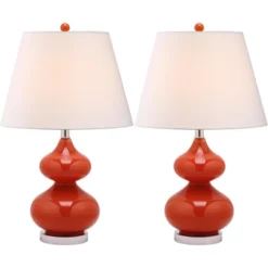 Eva Double Gourd Glass Lamp (Set Of 2) - Blood Orange - Safavieh -Home Decoration GUEST 1f44df93 ed54 4bad 9f47 7585bee9d454
