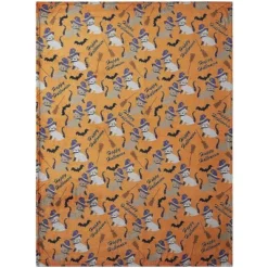 Kate Aurora Oversized Halloween Orange Spooky Cats & Broomstick Ultra Soft & Plush Accent Throw Blanket - 50 In. W X 70 In. L -Home Decoration GUEST 20b57e64 9ba7 4eb5 aae8 79a3c27e77f1