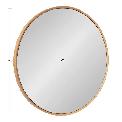 28" X 28" Norlund Framed Round Decorative Wall Mirror Natural - Kate & Laurel All Things Decor 3 28" X 28" Norlund Framed Round Decorative Wall Mirror Natural - Kate & Laurel All Things Decor