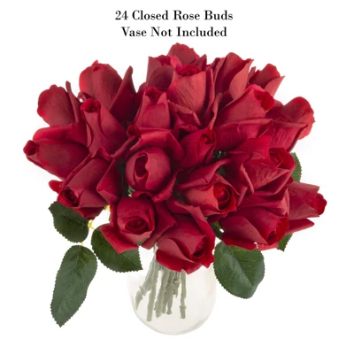 Artificial Rose Bud Bundles ? 24PC Real Touch Fake 11.5-Inch Flowers With Stems For Home Décor, Wedding, Or Bridal/Baby Showers By Pure Garden (Red) 9 Artificial Rose Bud Bundles ? 24PC Real Touch Fake 11.5-Inch Flowers With Stems For Home Décor, Wedding, Or Bridal/Baby Showers By Pure Garden (Red) - Image 7
