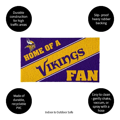 Evergreen Minnesota Vikings Looped PVC Trapper Indoor Outdoor Doormat 1'4"x2'4" Multicolored 4 Evergreen Minnesota Vikings Looped PVC Trapper Indoor Outdoor Doormat 1'4"x2'4" Multicolored - Image 2