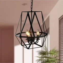 16" X 16" X 19" Shandie Antique Bronze Geometric Edison Chandelier Black - Warehouse Of Tiffany -Home Decoration GUEST 236169e1 8554 4124 876b 92720a217aa7