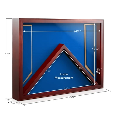 Reminded Military Shadow Box Display Case For Medals & Burial Flag - Solid Wood Cabinet With Velvet Insert 5 Reminded Military Shadow Box Display Case For Medals & Burial Flag - Solid Wood Cabinet With Velvet Insert - Image 3