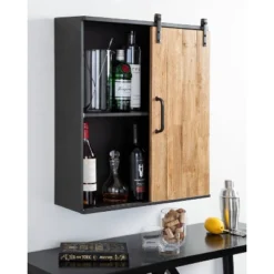 24" X 7.25" X 28" Samuels Decorative Wood And Metal Wall Cabinet Charcoal/Rustic Brown - Kate & Laurel All Things Decor 13 24" X 7.25" X 28" Samuels Decorative Wood And Metal Wall Cabinet Charcoal/Rustic Brown - Kate & Laurel All Things Decor -Home Decoration GUEST 249c5010 72ba 4127 b6ac 10d9befa24ac