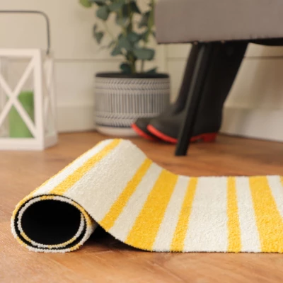 2'x3' ColorStar Timeless Stripe Door Mat Yellow - Bungalow Flooring 6 2'x3' ColorStar Timeless Stripe Door Mat Yellow - Bungalow Flooring - Image 4