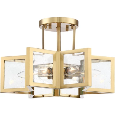 Possini Euro Design Casa Star Modern Ceiling Light Semi Flush Mount Fixture 16" Wide Warm Brass 6-Light Clear Glass For Bedroom Kitchen Living Room 6 Possini Euro Design Casa Star Modern Ceiling Light Semi Flush Mount Fixture 16" Wide Warm Brass 6-Light Clear Glass For Bedroom Kitchen Living Room - Image 4