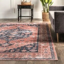 NuLOOM Medallion Bordered Machine Washable Area Rug -Home Decoration GUEST 2a726be7 974d 40a1 8eb6 360184e87272