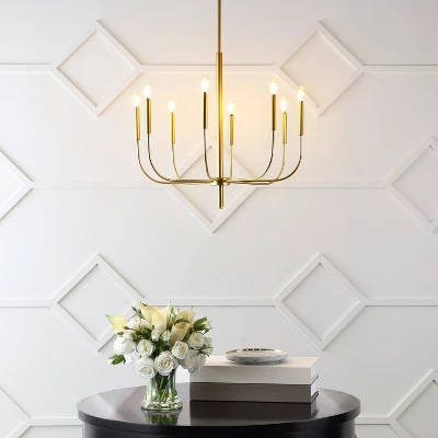 27.25" 8-Light Amoros Modern Mid-Century Iron LED Chandelier Gold Painting - JONATHAN Y 12 27.25" 8-Light Amoros Modern Mid-Century Iron LED Chandelier Gold Painting - JONATHAN Y - Image 10