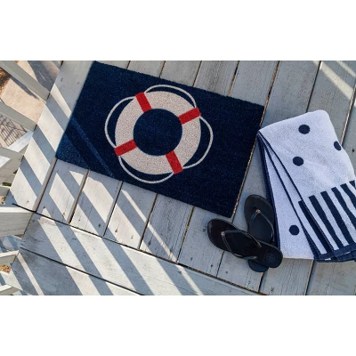 1'4" X 2'4" Man Overboard Indoor/Outdoor Coir Doormat Blue/White/Red - Entryways 5 1'4" X 2'4" Man Overboard Indoor/Outdoor Coir Doormat Blue/White/Red - Entryways - Image 3
