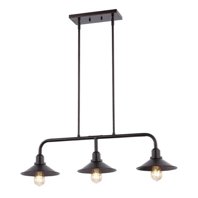 34.25" LED 3-Light Cade Metal Farmhouse Industrial Pendant Oil Rubbed Bronze - JONATHAN Y 4 34.25" LED 3-Light Cade Metal Farmhouse Industrial Pendant Oil Rubbed Bronze - JONATHAN Y - Image 2