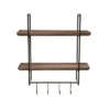 Transpac Metal 27.56 In. Brown Double Shelf With Hooks -Home Decoration GUEST 30fe1006 9b2e 40c2 ab48 e832bedd05ba